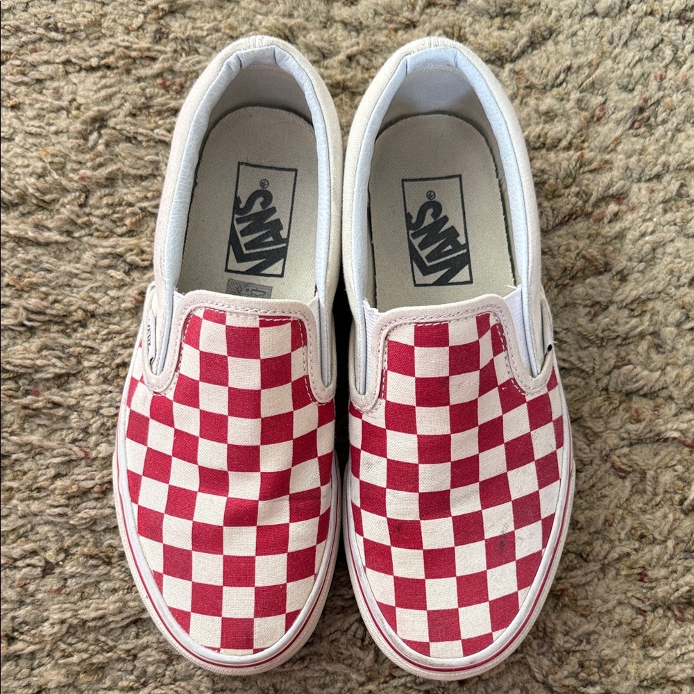 Vans unisex Red and White Checkered Slip-On Shoes